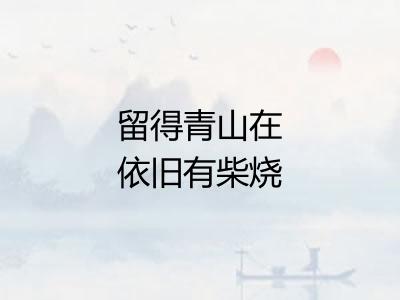 留得青山在依旧有柴烧