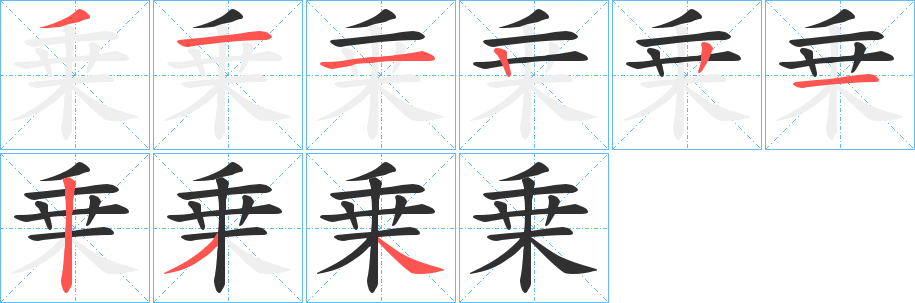 乗的笔顺分步演示图