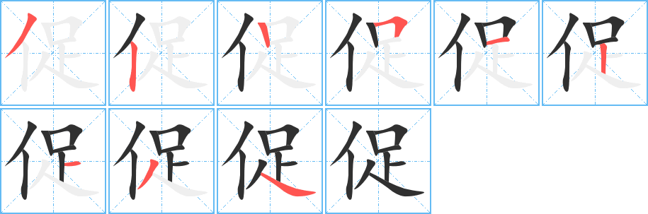 促的笔顺分步演示图