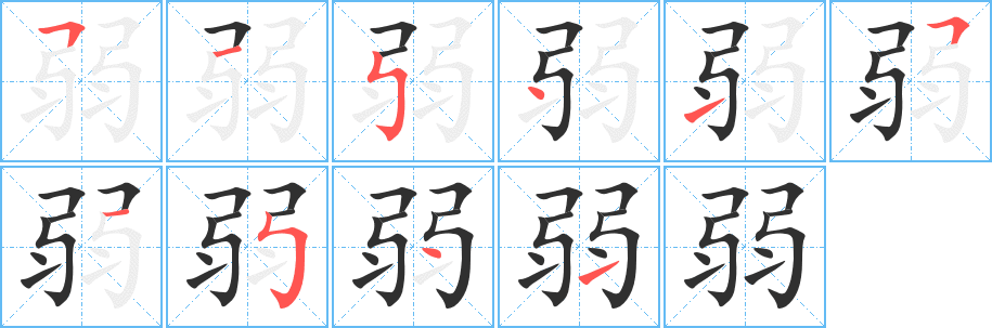 弱的笔顺分步演示图