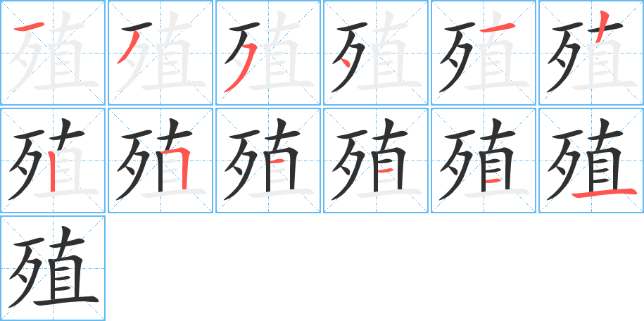 殖的笔顺分步演示图