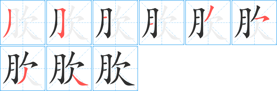 肷的笔顺分步演示图