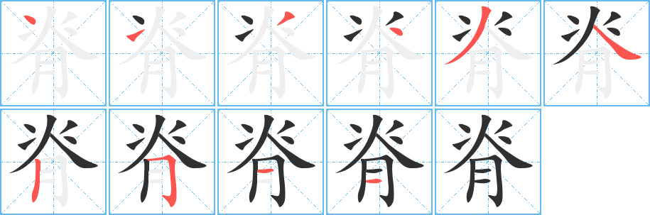 脊的笔顺分步演示图