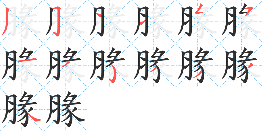 腞的笔顺分步演示图