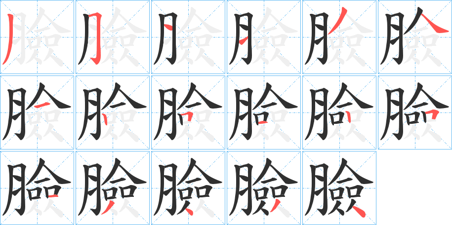 臉的笔顺分步演示图