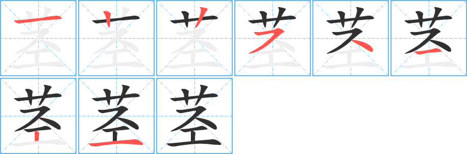 茎的笔顺分步演示图