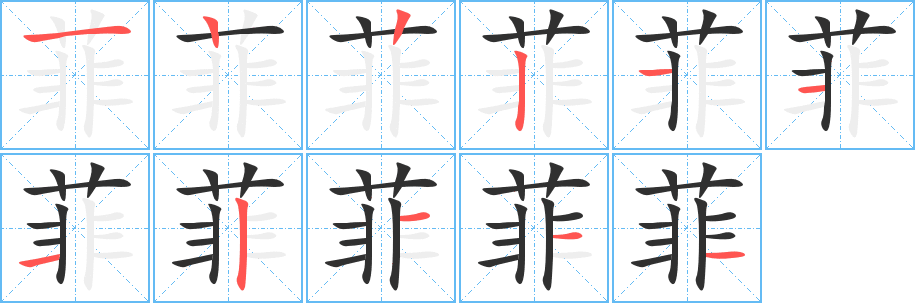 菲的笔顺分步演示图