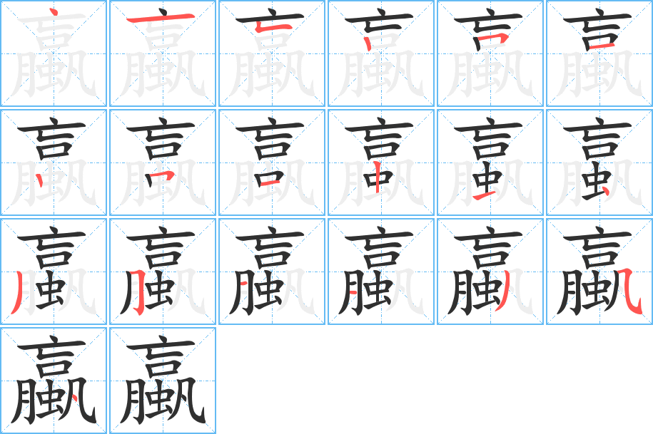 蠃的笔顺分步演示图