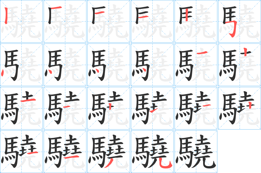 驍的笔顺分步演示图