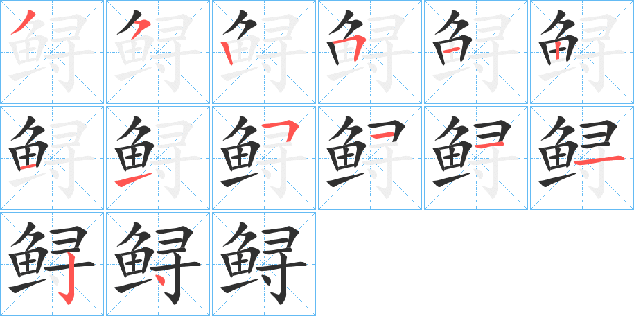 鲟的笔顺分步演示图